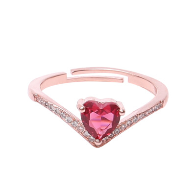 

Natural Heart Cut Red Garnet Ring Rose Gold Romantic Wedding Jewelry