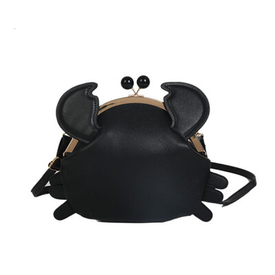 

Funny Crab Shape Solid Color Lady Faux Leather Twist Lock Crossbody Shoulder Bag