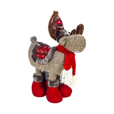 

Reindeer Doll Ornament Telescopic Legs Stuffed Holiday Figurines Gift Christmas Plush Animal Toy