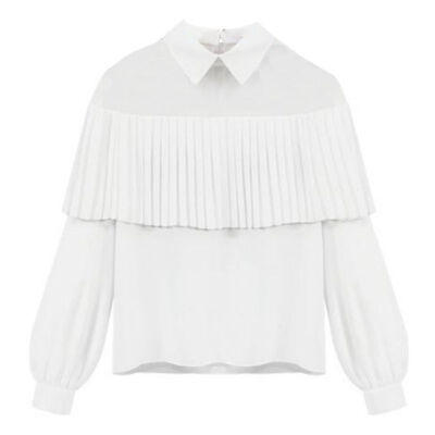 

Summer NEW shirt fringe slimming versatile mesh patchwork shirt women\s fringe top&shirt lapel long-sleeved shirt