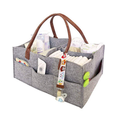 

Multi-functional Underwear Baby Diapers Storage Bag Bedroom Travel Nappies Organizer Portable Felt Storage Basket with Holder