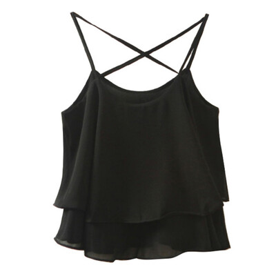 

Summer Women Crop Top Beach Short Vest Ruffle Chiffon Tank Tops Camis