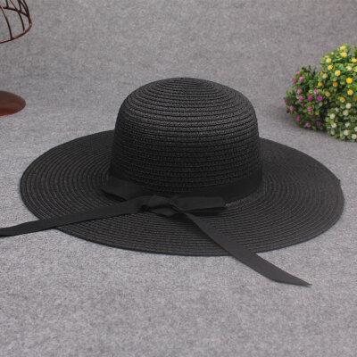 

New Elegant Women Straw Sun Hat Bowknot Wide Large Brim Foldable Casual Summer Holiday Cap