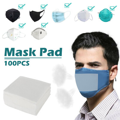 

100 PCS Non-woven 1layer mask pad -bag-white disposable gasketPad For Various Mouth Mask Only Mask Pads