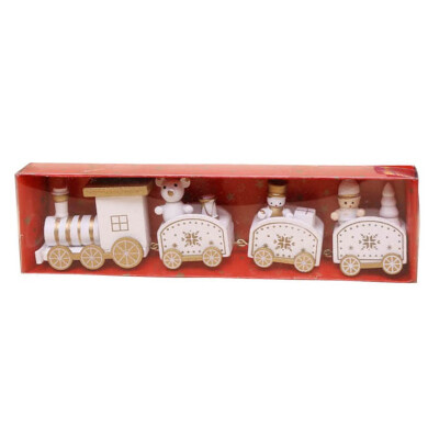 

Christmas Wooden Toys Painted Train Ornaments Kids Cute Gift Toys For Christmas Party Kindergarten Display Window Small Decorati