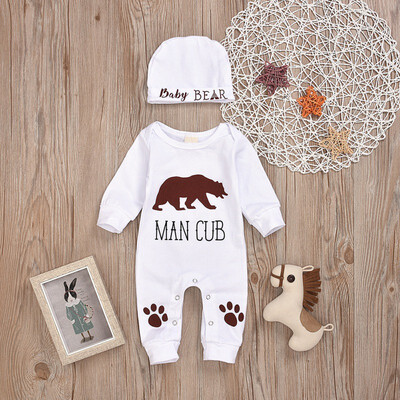 

Autumn Baby Boy Girl Cotton Cartoon Pattern Infant Long Sleeve JumpsuitHat Newborn Romper Set Outfits 1-6Y Casual