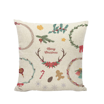 

Tailored Happy Christmas Pillow Cases Linen Sofa Cushion Cover Home Decor Pillow Case