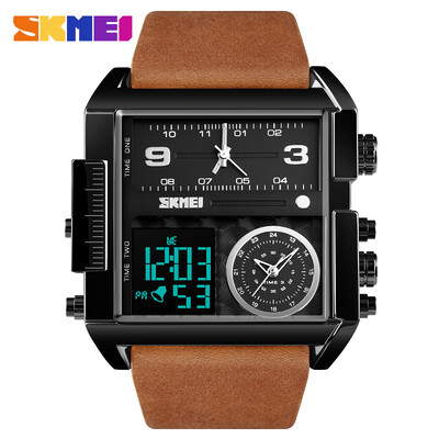 

SKMEI New Men Fashion Watches Sports Military Watches Leather Quartz Waterproof Digital Wristwatches Male Clock 1391