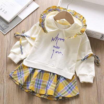 

1-6T Baby Girl Dress New Autumn Cute Toddler Girls Cartoon Print Round Neck Hooded Sweater Princess Long Sleeve Dress