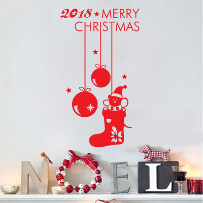 

Tailored Happy New Year 2018 Merry Christmas Wall Sticker Home Shop Windows Decals Decor