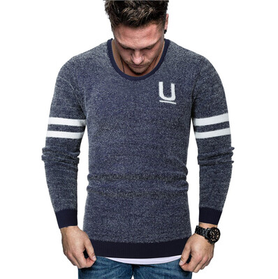 

Toponeto Men New Autumn Winter Splicing Casual Long Sleeve Knitting Sweaters Tops Blouse