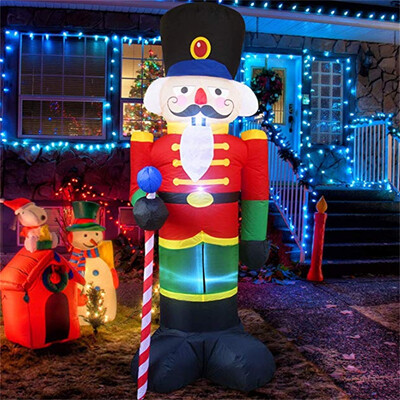 

Siaonvr Nutcracker Christmas Inflatable LED Light Up Decor Outdoor Holiday Decoration