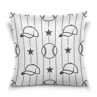 

ALAZA Throw Pillow Cover 16 X 16 inch Cushion Cover with Baseball And Hat Printed Pillowcase