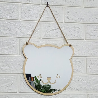 

Gobestart Nordic Wood Acrylic Mirror Cartoon Wall Camera Props Kids Room Wall Decoration A