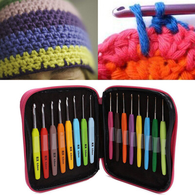 

Gobestart 16Pcs Multi Colour Crochet Hooks Yarn Knitting Needles Set Kit with Case Tool