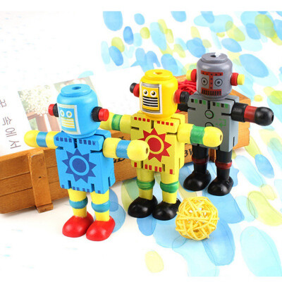 

Novelty Wooden Robot Toy Learning Transformation Colorful Wooden toy for kid Present Joint Moved Deformation Robot Toy