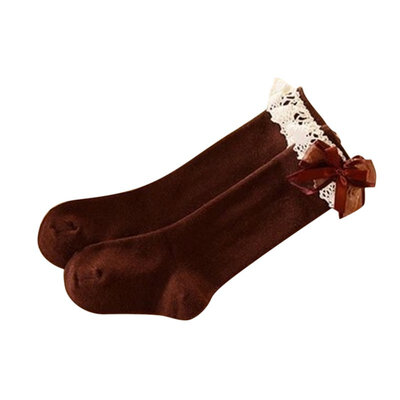 

Toddler Girls Kids Knee High Length Socks with Organza Bow 6 Colours 1-5 years