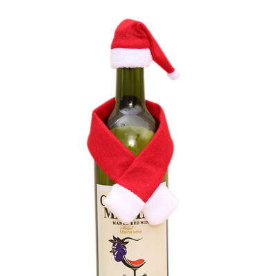 

Christmas Creative Household Items Non-Woven Scarf Hat Bottle Decoration Christmas Bottle Santa Claus Hat Decoration