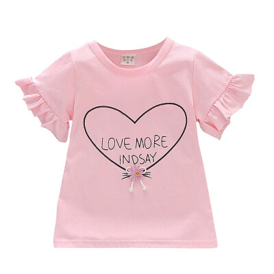 

Baby Girls Summer Cotton Letter Heart Print T-shirt Tops Blouse Short Sleeve Children Casual Tee Shirts