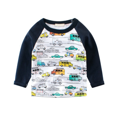 

2018 Cartoon Cotton Autumn Shirt Boy Girls Kids Clothing Children T-shirts Dinosaur Print Long Sleeve T Shirts Stripes Tops