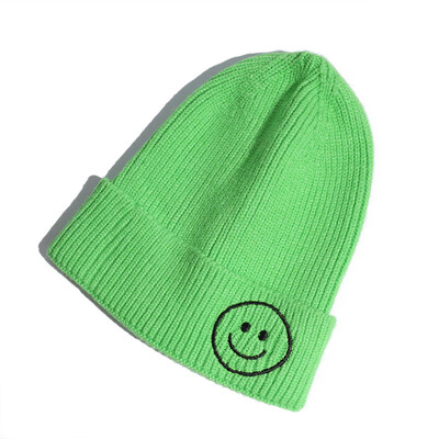 

Hat female smiling face cute ladies knit hat autumn&winter Korean version of Joker new wool hat Korea earmuff head cap