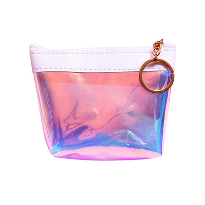 

Transparent Laser Faux Leather Coin Purse Women Mini Zipper Wallet Clutch Bag