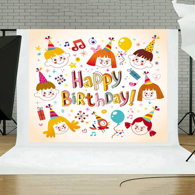 

Toponeto Happy Birthday Newborn Baby Photography Vinyl Backdrop Background Studio Props