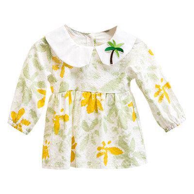 

New Autumn Casual Baby Girls Leaves Print Long Sleeve Dress Kids Toddler Pageant Dresses