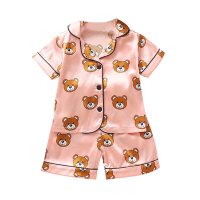

Kids Clothes Baby Pajama Sets for Boys Girls Cartoon Bear Print Outfits Set Short Sleeve Blouse TopsShorts Sleepwear Pajamas