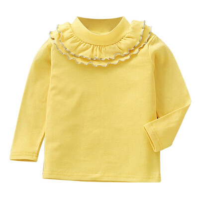 

Spring Girls Pullover Flower collar Kids Clothes Print Outfits T-shirt Beautiful Long Sleeve Children Clothing Fashion