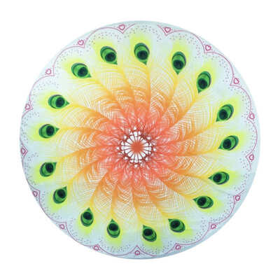 

Indian Persian Peacock feather Printed Mat Round Chiffon Shawl Tapestry Retro Wall Hanging Towel Beach Mats 150150CM
