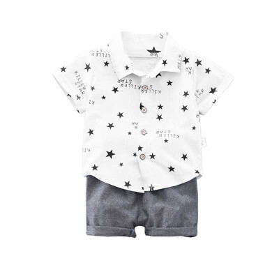 

summer new baby boy clothes five-pointed star short-sleeved shirt solid color shorts two-piece