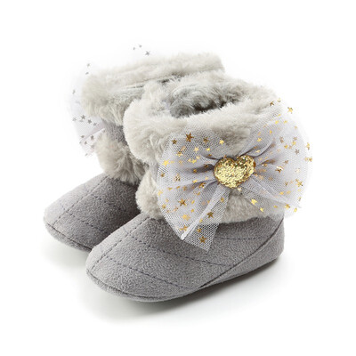 

Baby Boots Wnter Bow Plus Velvet Warm Toddler Boots Fashion Soft Baby Boots Girl