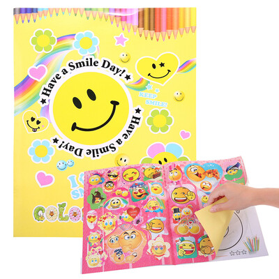 

YIWULA10 pages Emoticons Garden Drawing Childrens DIY Puzzle For Coloring Book