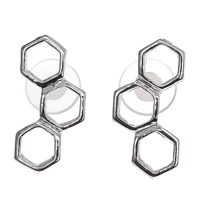 

Honeycomb Bee Hive Beehive Stud Earrings Geometric Minimalist Design New