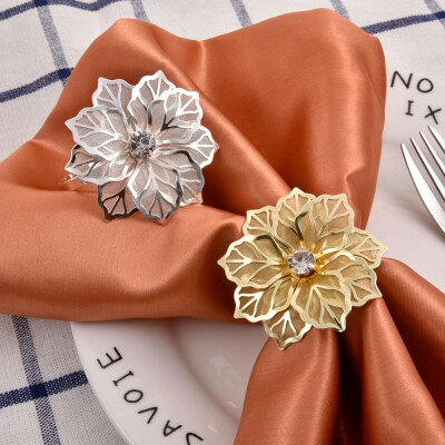 

Floral Alloy Rings Napkin Holder Dinner Wedding Towel Napkin Ring Party 12pcs