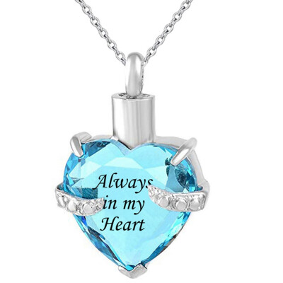 

Always in my heart Necklace for Ashes Love Heart Cremation Memorial Keepsake Pendant Necklace Jewelry 12 Month