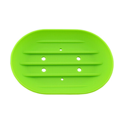 

Bathroom Silicone Soap Dish Storage Holder Rack Bath Soapbox Plate Tray Drain
