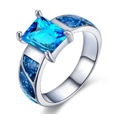 

Fashion Men&Women Colorful Stone Square Ring Creative Personality Inlaid Crystals Ring Top Quality