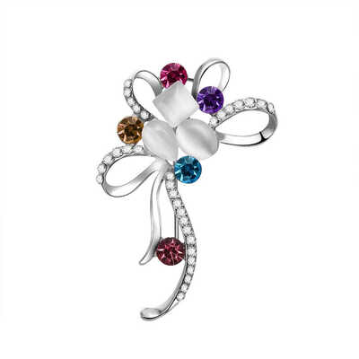 

Elegant Rhinestones Crystal Knot Brooches Pin Hollow Out Flower Breastpin Men Women Clothes Decors