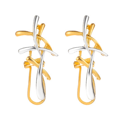

Fashion Women Gold Silver Cross Irregular Line Earrings Jewelry