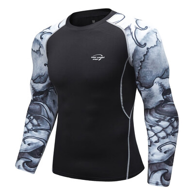 

Toponeto Mens Breathable Long Sleeve Yoga Fitness Print Sport Soft T-Shirt Top Blouse