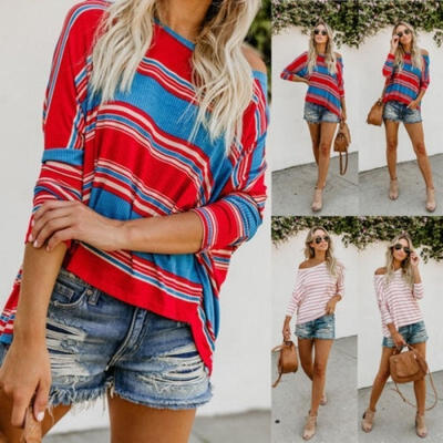 

Fashion Womens Long Sleeve Loose Blouse Casual Shirt Summer Tops T-Shirt Clothes