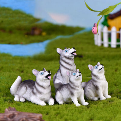 

DIY Dog Fairy Garden Figurines Resin Miniature Cute Husky Cake Topper Ornament Micro-Landscape Doll House Decoration