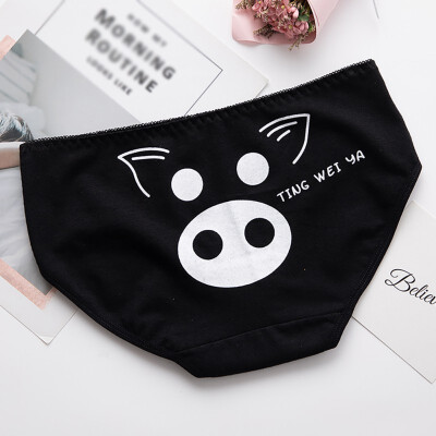 

Women Summer New Fashion Design Mid Rise Seamless Cotton Underwear Briefs Cartoon Print Cute Lingerie Ladies Underpants