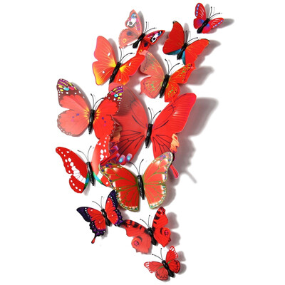 

12pcs Artificial PVC 3D Butterfly Multicolor Butterflies Wall Stickers Art Decals Decoration for Home Fridge Party Kid Bedroom