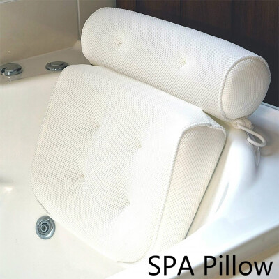 

Comfortable Waterproof 3D Breathable Mesh Spa Bath Pillow with Suction Cups Neck & Back Support