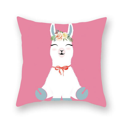 

1pcs Cute Cartoon Alpaca Digital Printing Car Office Peach Skin Pillowcase