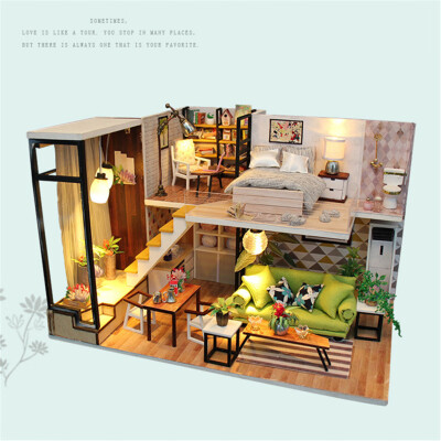 

Siaonvr 3D Wooden DIY Miniature Dollhouse Nordic Time Decorate Creative Crafts Gifts