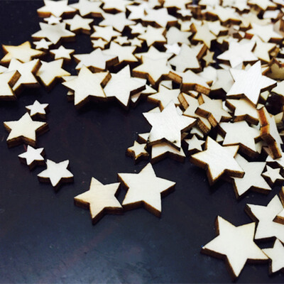 

100 pcs Rustic Wooden Five-Pointed Star Wood Decorative Pieces Wedding Party Table Scatter Decoration Crafts